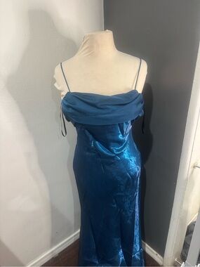 Betsy & Adam Strapless Shimmering Blue Dress